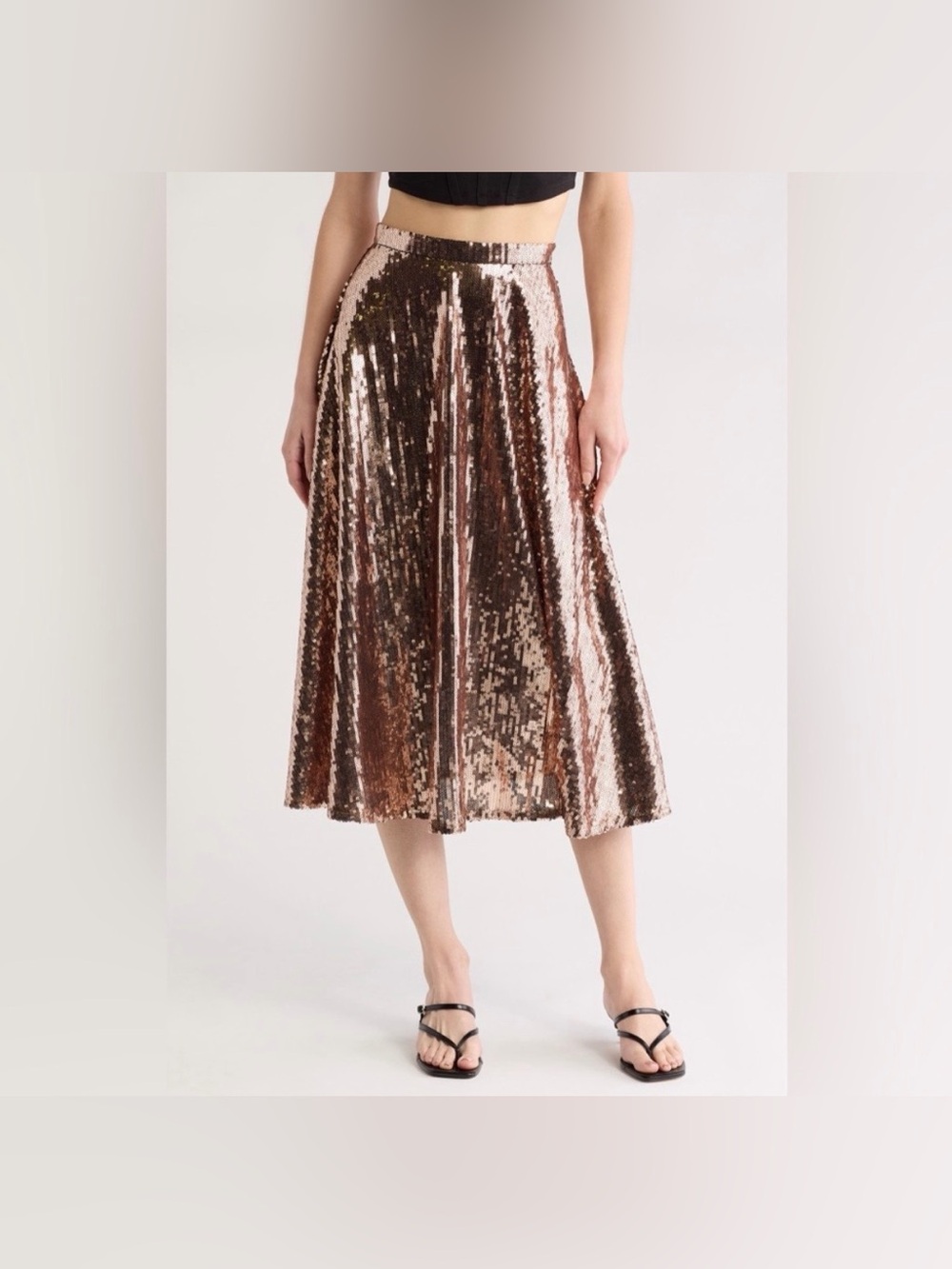 MOTHER The Going Round, Rose Gold Sequin Midi Skirt, Size Med (fits like SMALL)